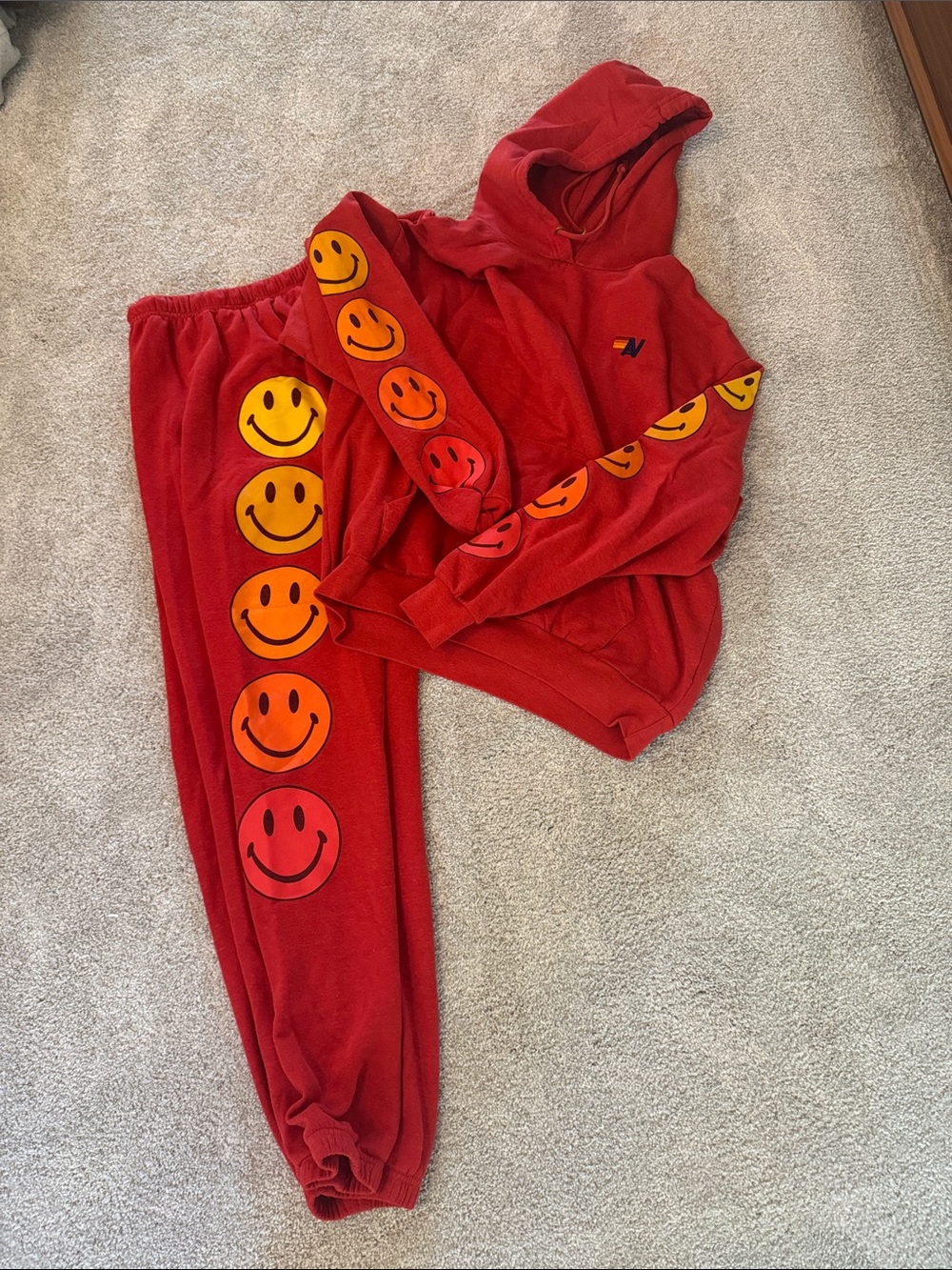 Aviator Nation Red Smile Face Jogger Set